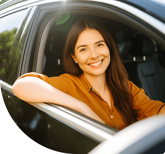 Happy renter in a car